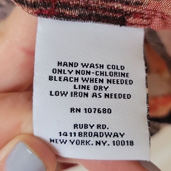 Ruby Rd. Button Down Size 16 Sheer Orange Black 3/4 Sleeves Blouse Shirt - Picture 6 of 6